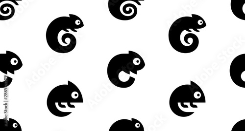Seamless pattern with Chameleon Logo. isolated on white background