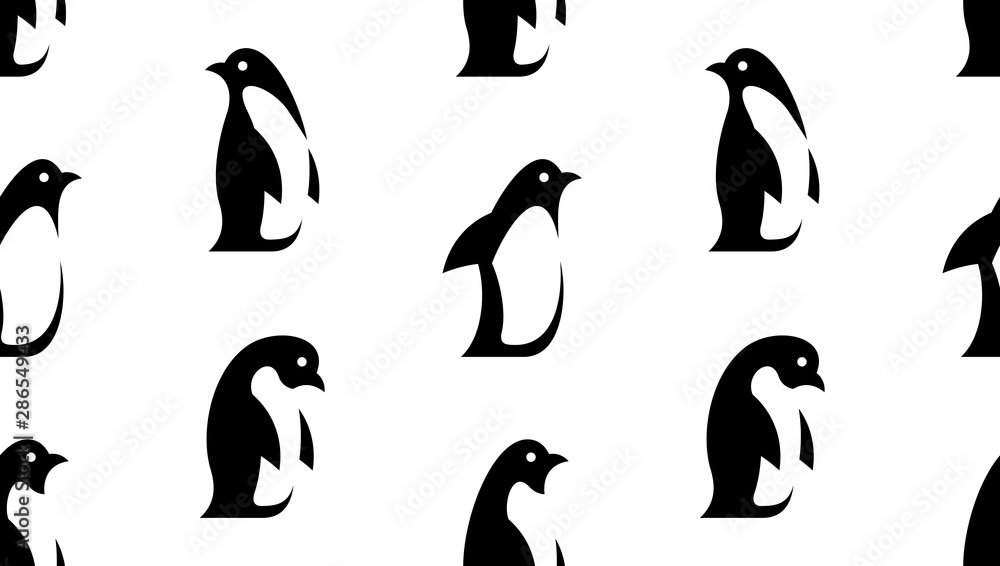 Fototapeta premium Seamless pattern with Penguin logo. isolated on white background