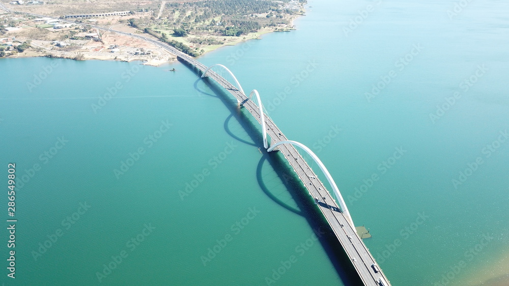 A beautiful aerial view of JK Bridge in Brasilia, Brazil