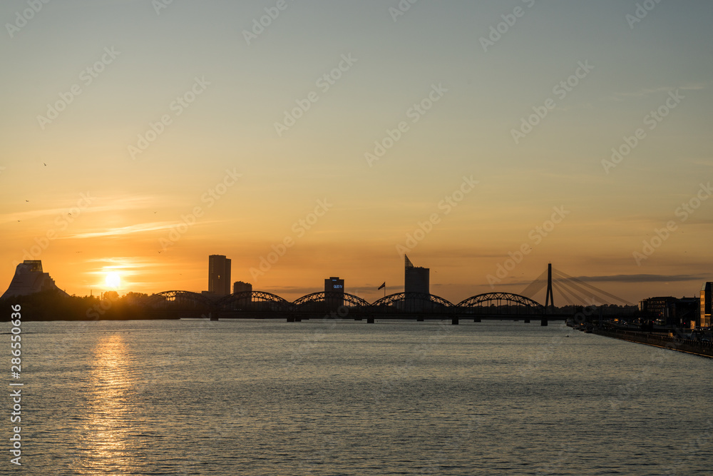 Riga at sunset, Latvia