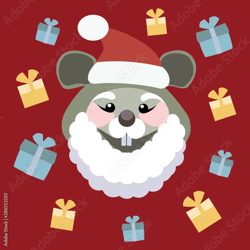 Asian Santa Claus with gifts