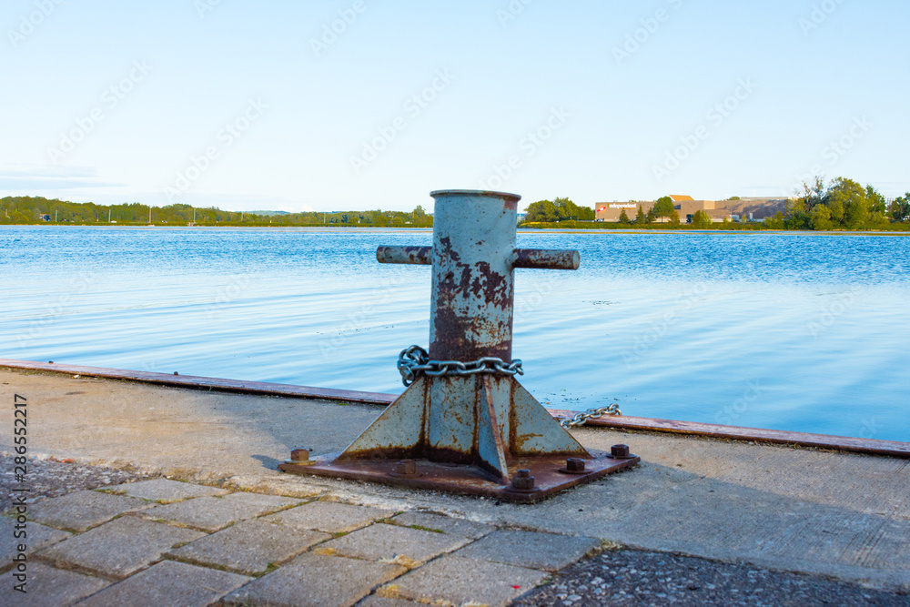 Bollard on the pier for small yachts and boats Bollard on the pier for small yachts and boats