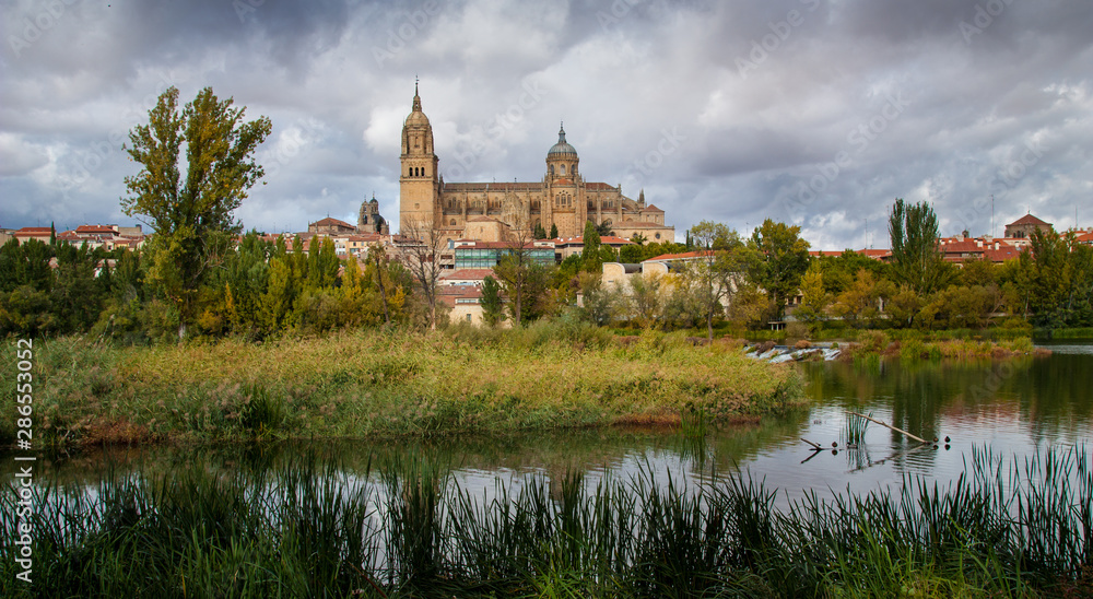 Tormes River,and Catedral de Salamanca, Salamanca, Spain. Tormes River,and Catedral de Salamanca, Salamanca, Spain.