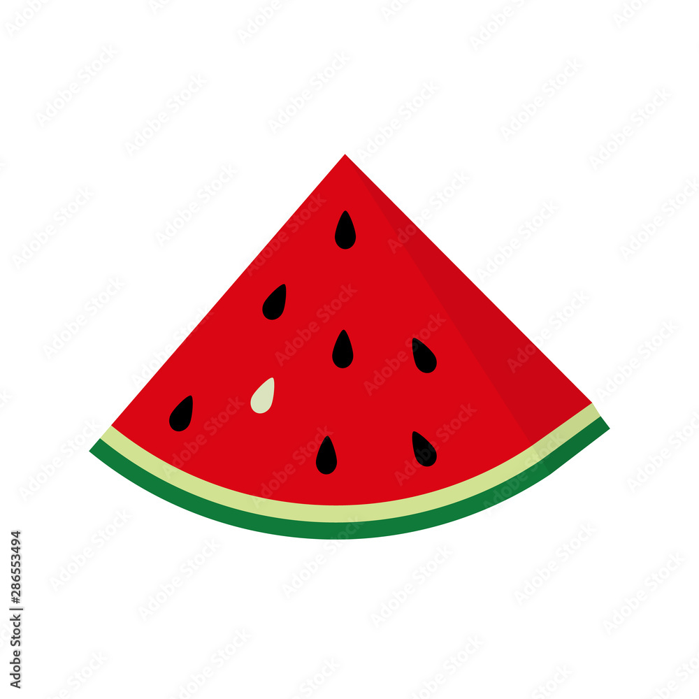 Flat icon slice of watermelon. Vector illustration icon, logo isolated on white background Flat icon slice of watermelon. Vector illustration icon, logo isolated on white background