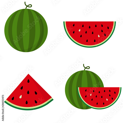 Flat icon slice of watermelon. Vector illustration icon  logo isolated on white background