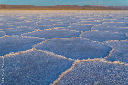 Salt lake "Salinas Grandes" in Argentina during Sunset