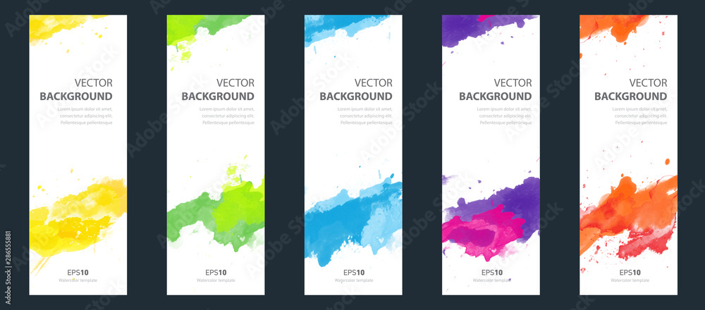  Flyer template layout cover design bundle set with watercolor background.
