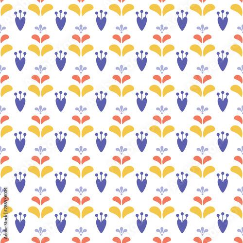 Pattern with minimal floral shapes and ornament. Folk scandinavian style vector