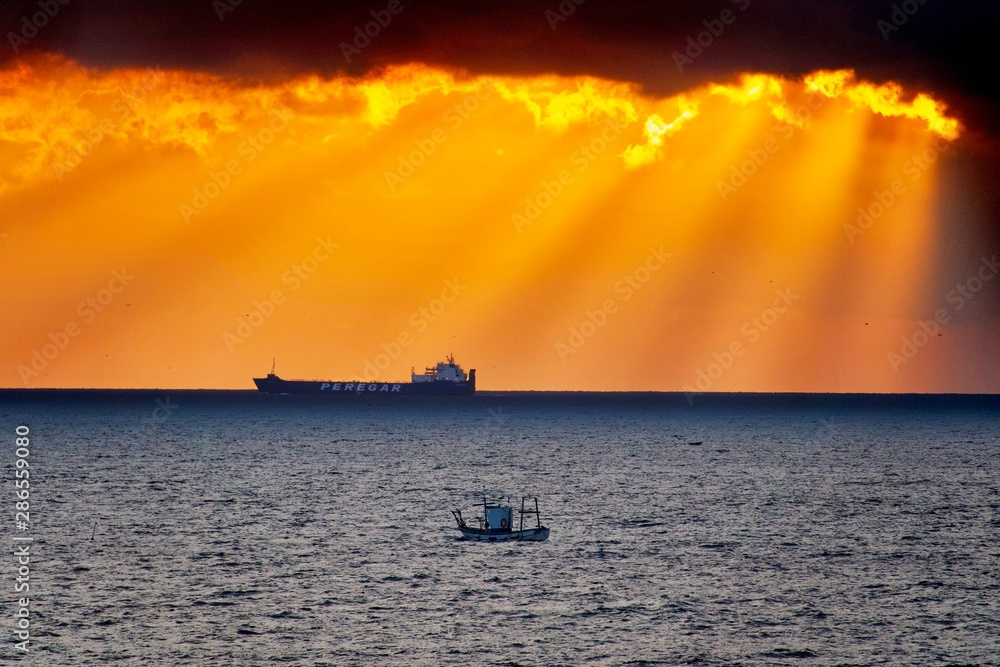 cargo ship at sea cargo ship at sea