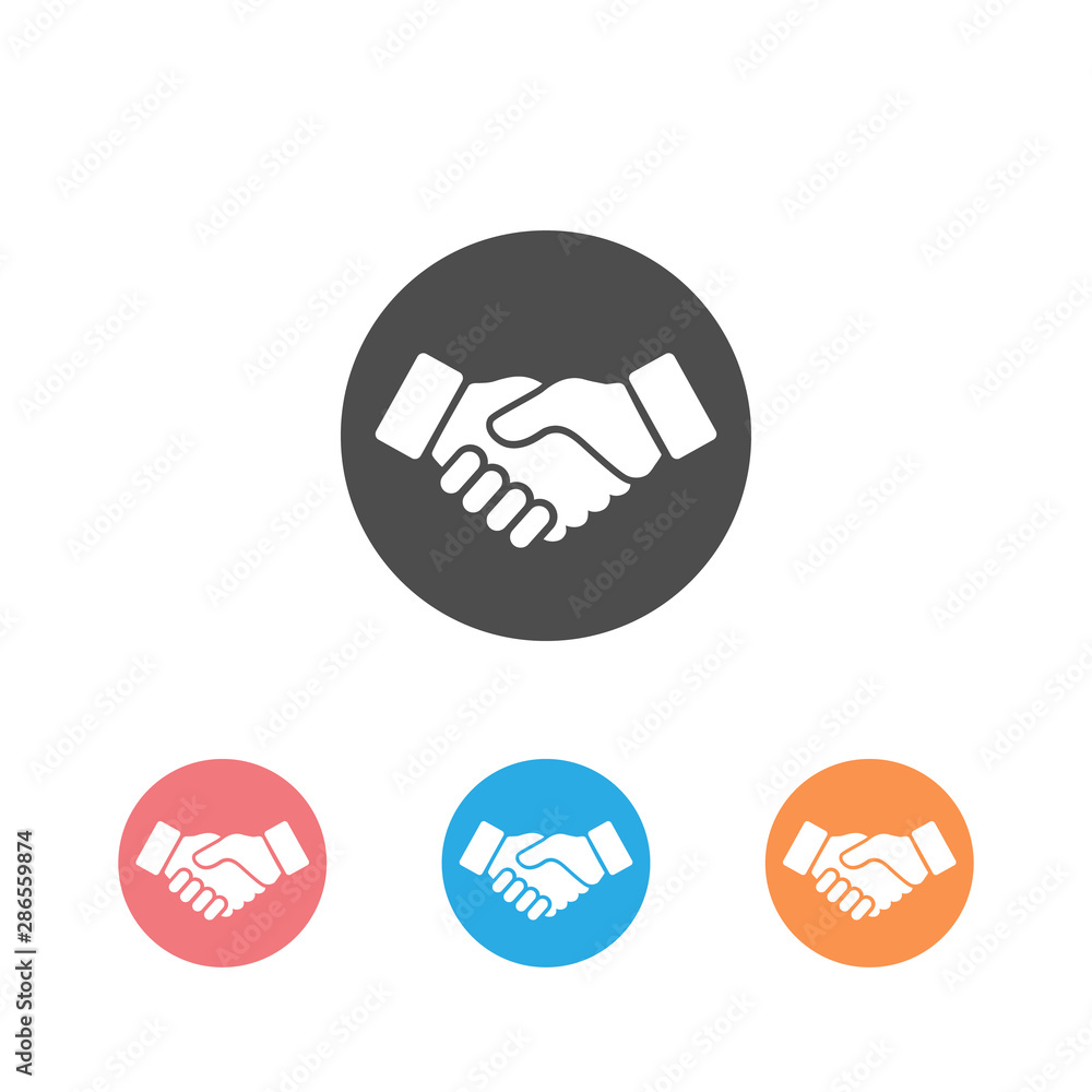Business blue handshake icon set. Vector Business blue handshake icon set. Vector
