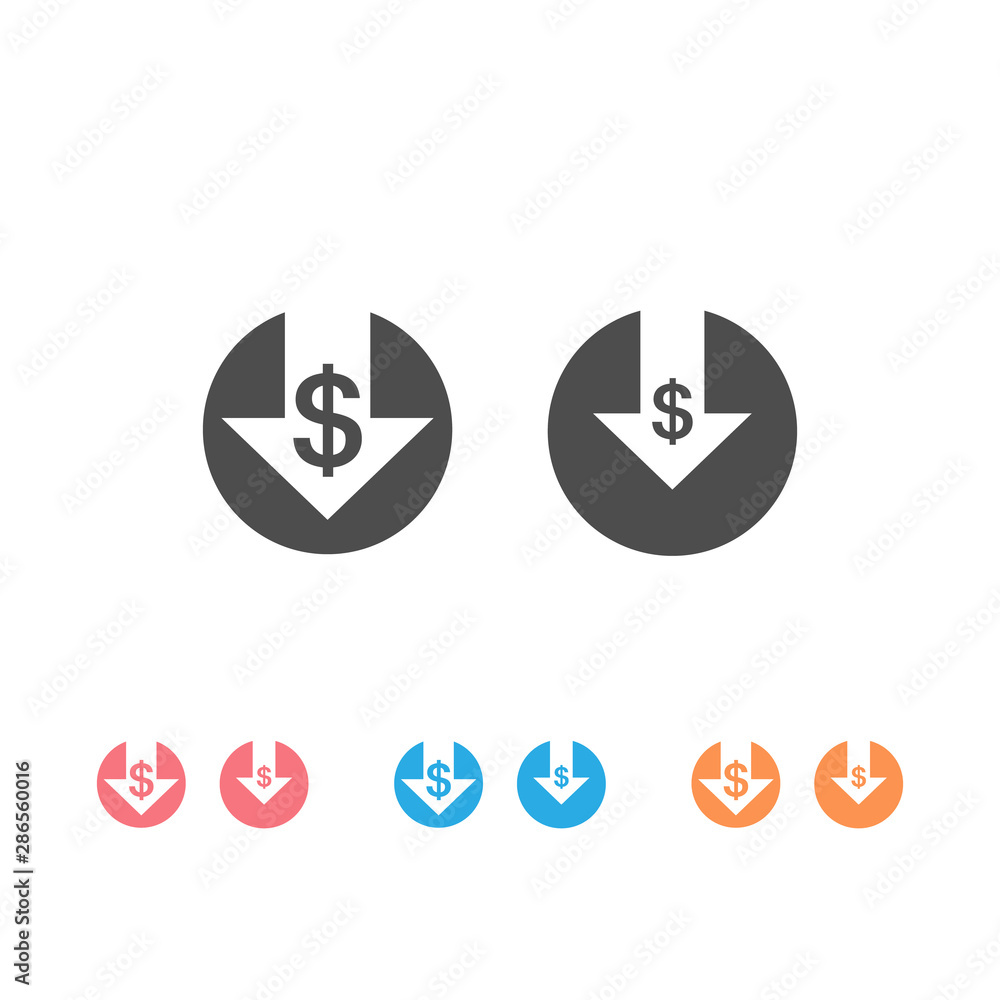 Cost reduction icon set isolated on white background. Vector Cost reduction icon set isolated on white background. Vector