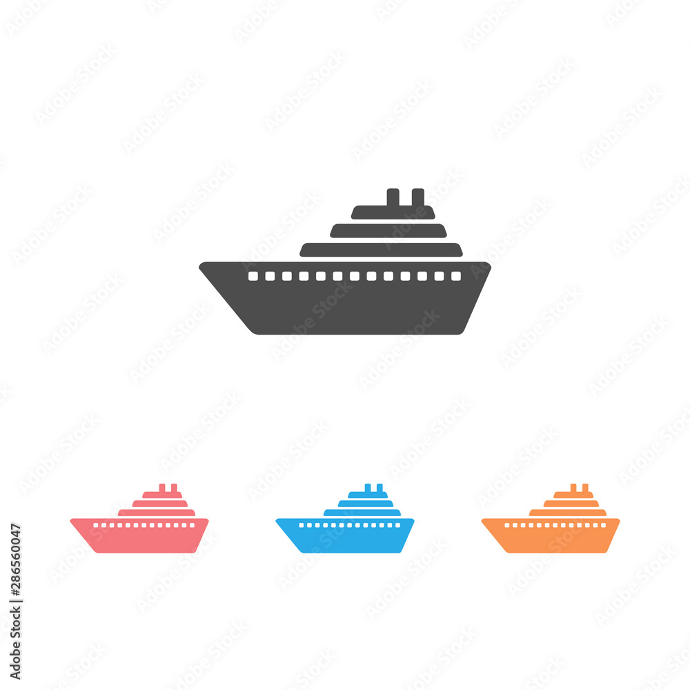 Ship icon set vector. Cruise ship symbol icon background Ship icon set vector. Cruise ship symbol icon background