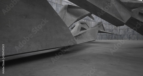 Abstract white and concrete interior. 3D illustration and rendering.