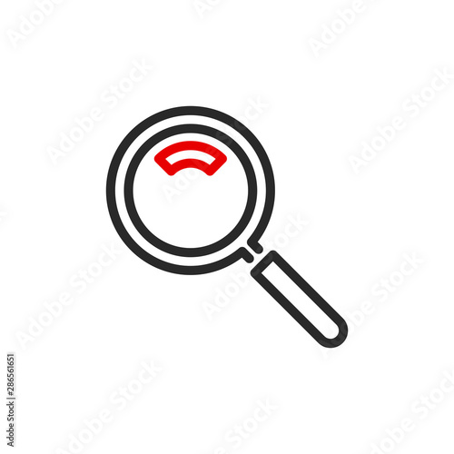 zoom scale with magnifier glass outline flat icon. Single quality outline logo search symbol for web design mobile app. Thin line design logo sign. Loupe zooming lens icon isolated on white background