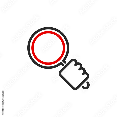 zoom scale with magnifier glass outline flat icon. Single quality outline logo search symbol for web design mobile app. Thin line design logo sign. Loupe zooming lens icon isolated on white background