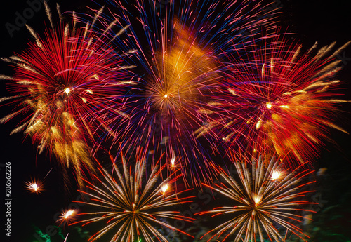 Colorful fireworks in night sky