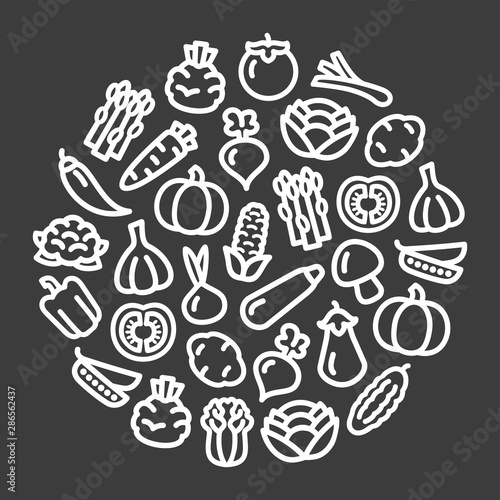 Vegetables icons in a circular shape