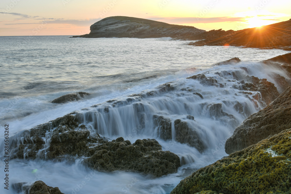 Waves with silk effect at dawn