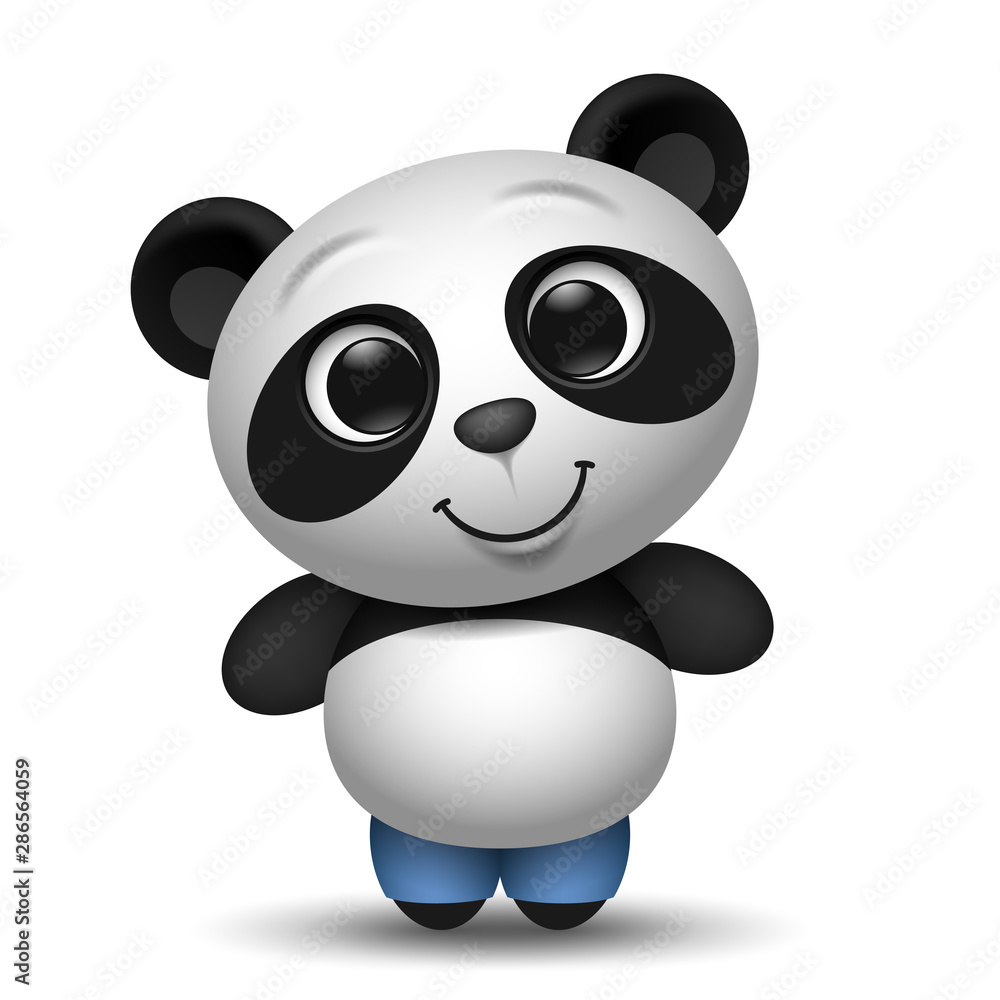cute cartoon panda toy illustration - obrazy, fototapety, plakaty 