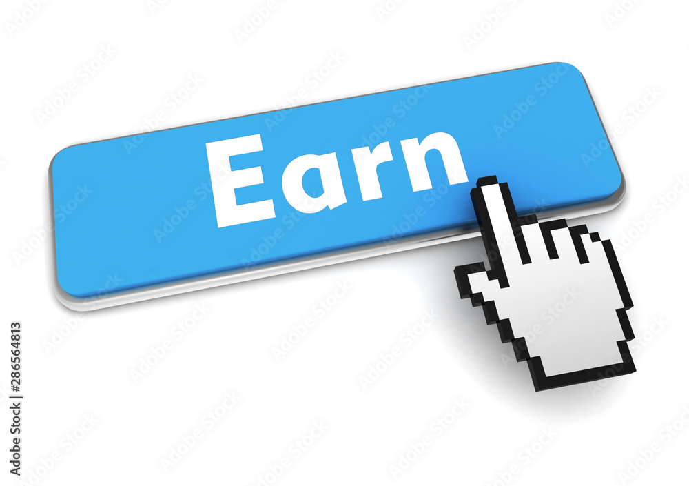earn push button concept 3d illustration earn push button concept 3d illustration
