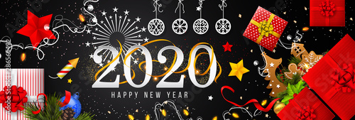 2020 New Year. 2020 Happy New Year greeting card. 2020 Happy New Year background.