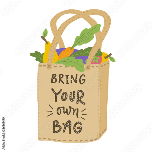 Bring your own bag. Vector illustration.