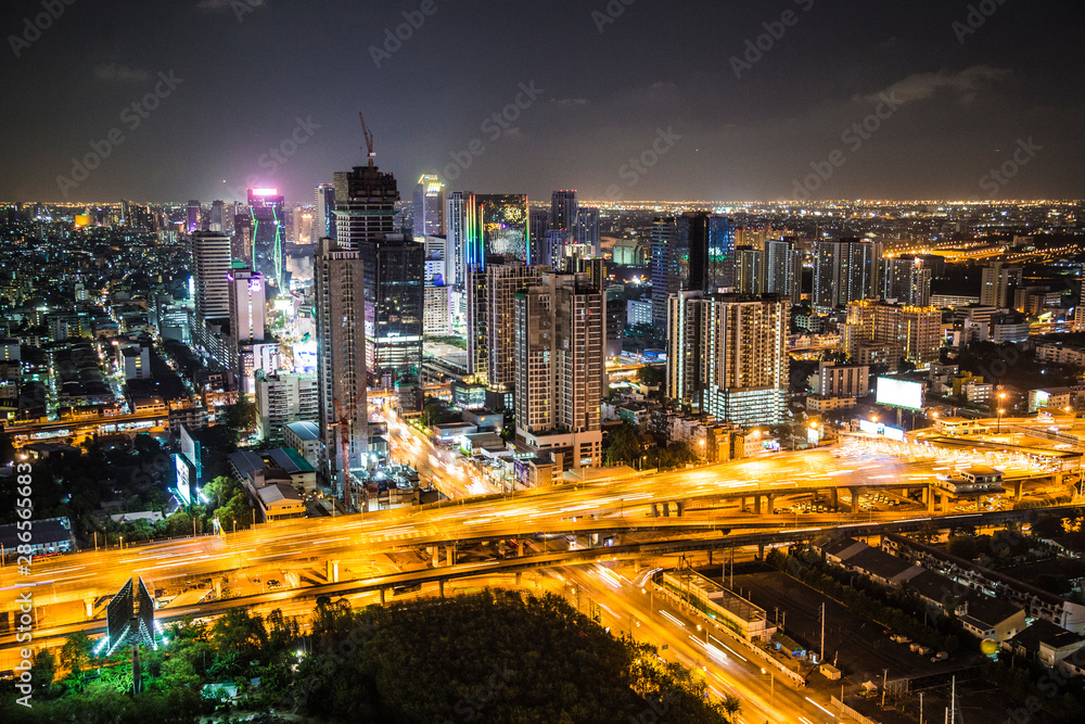 Bangkok street views by night in Thailand