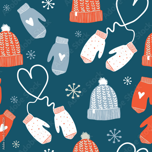 Cute winter vector seamless pattern