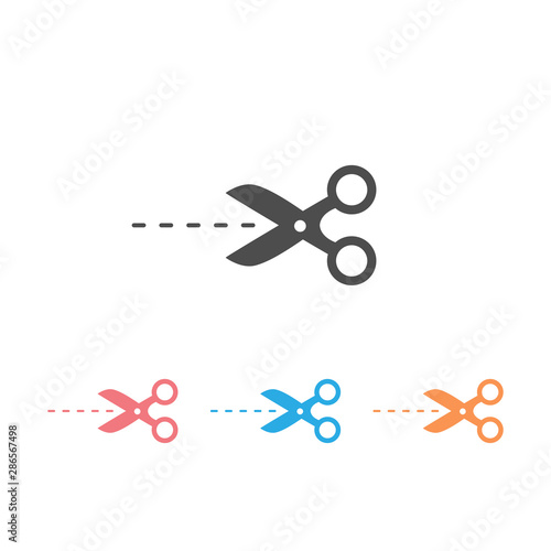 Scissors icon set in trendy flat style. Scissors icon page symbol for your web site design. Scissors icon Vector
