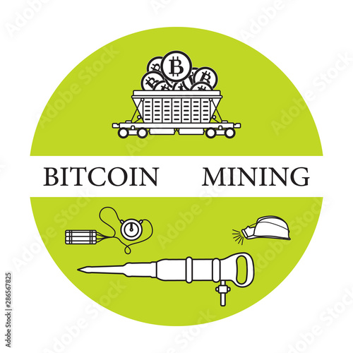 Railway car, bitcoin, dynamite, jackhammer, helmet