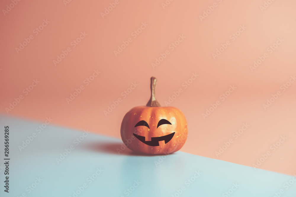Halloween concept, Pumpkin on pastel colors background. Halloween concept, Pumpkin on pastel colors background.