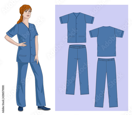 Set of  blue work clothes.
