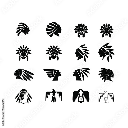 native apache indian set logo icon designs vector illustration template