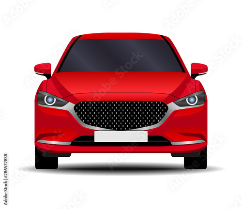 realistic car. sedan. front view.