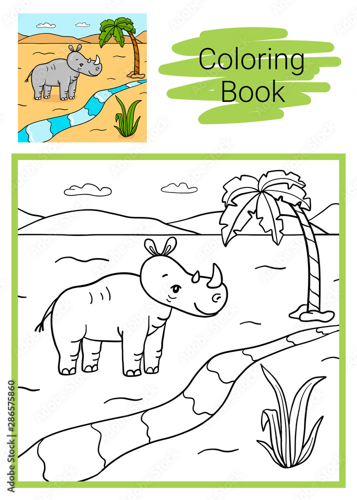 Obraz premium Rhino. Coloring book.