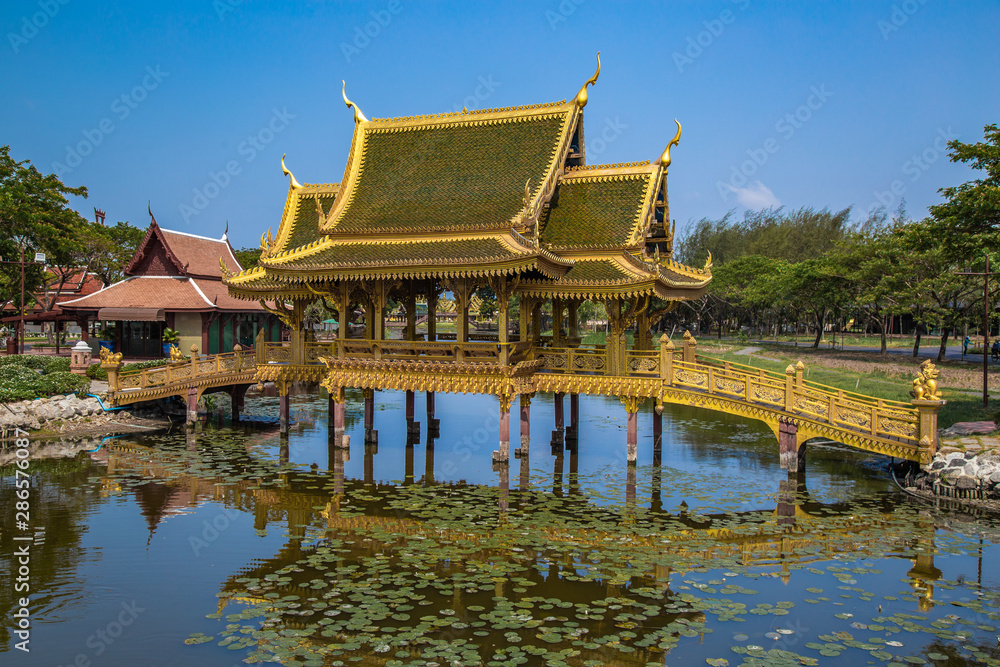 Temples in Ancient City Muang Boran in Bangkok Thailand