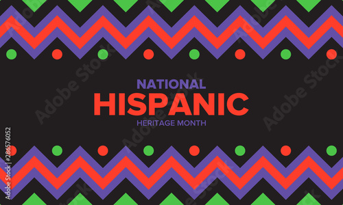 National Hispanic Heritage Month in September and October. Hispanic and Latino Americans culture. Celebrate annual in United States. Poster, card, banner and background. Vector illustration