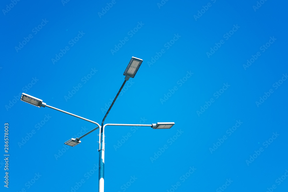 Street lamp with reflectors against the sky. Energy Saving Technologies. Street lamp with reflectors against the sky. Energy Saving Technologies.