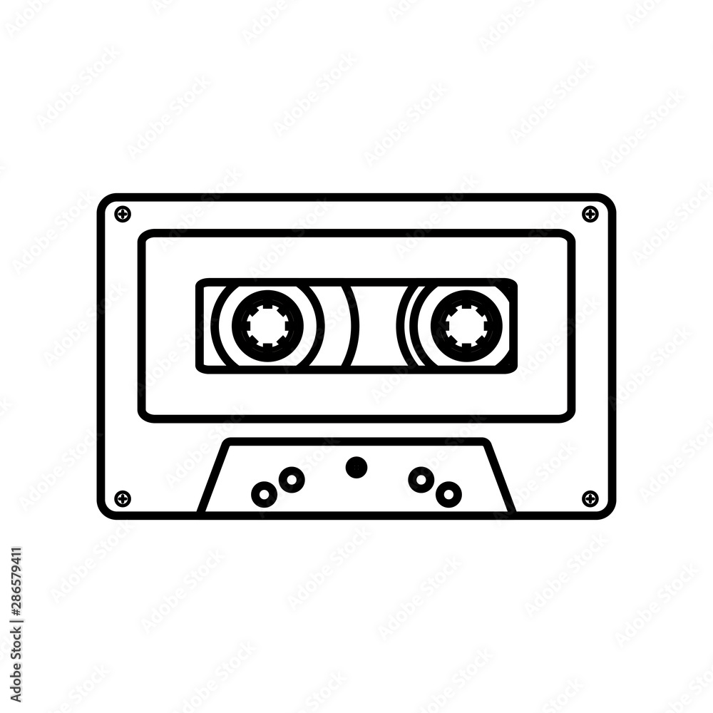 retro music cassette isolated icon