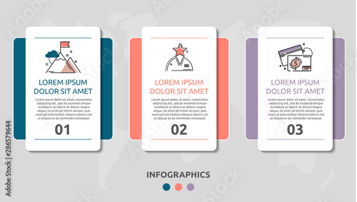 Vector infographic flat template concept for three labels, diagram, graph. Business concept with 3 options. For content, flowchart, steps, timeline, web, workflow, marketing, presentation