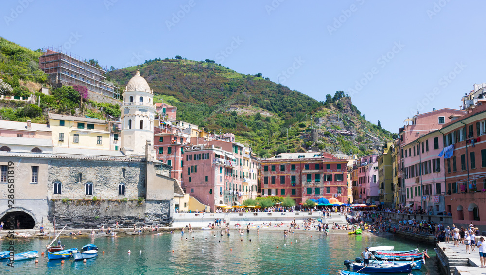 The Cinque Terre is a coastal area within Liguria, in the northwest of Italy. View of Vernazza.