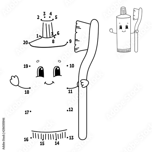 Dot to dot. Draw a line. Handwriting practice. Learning numbers for kids. Education developing worksheet. Activity coloring page. Game for toddler. Isolated vector illustration. Cartoon style.