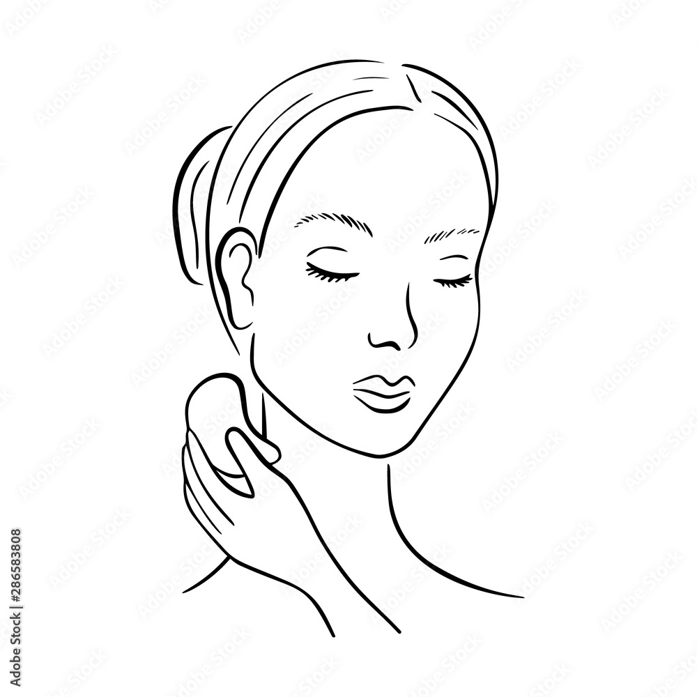 Gua Sha facial massage. Woman with scraper. Gua Sha facial massage. Woman with scraper.