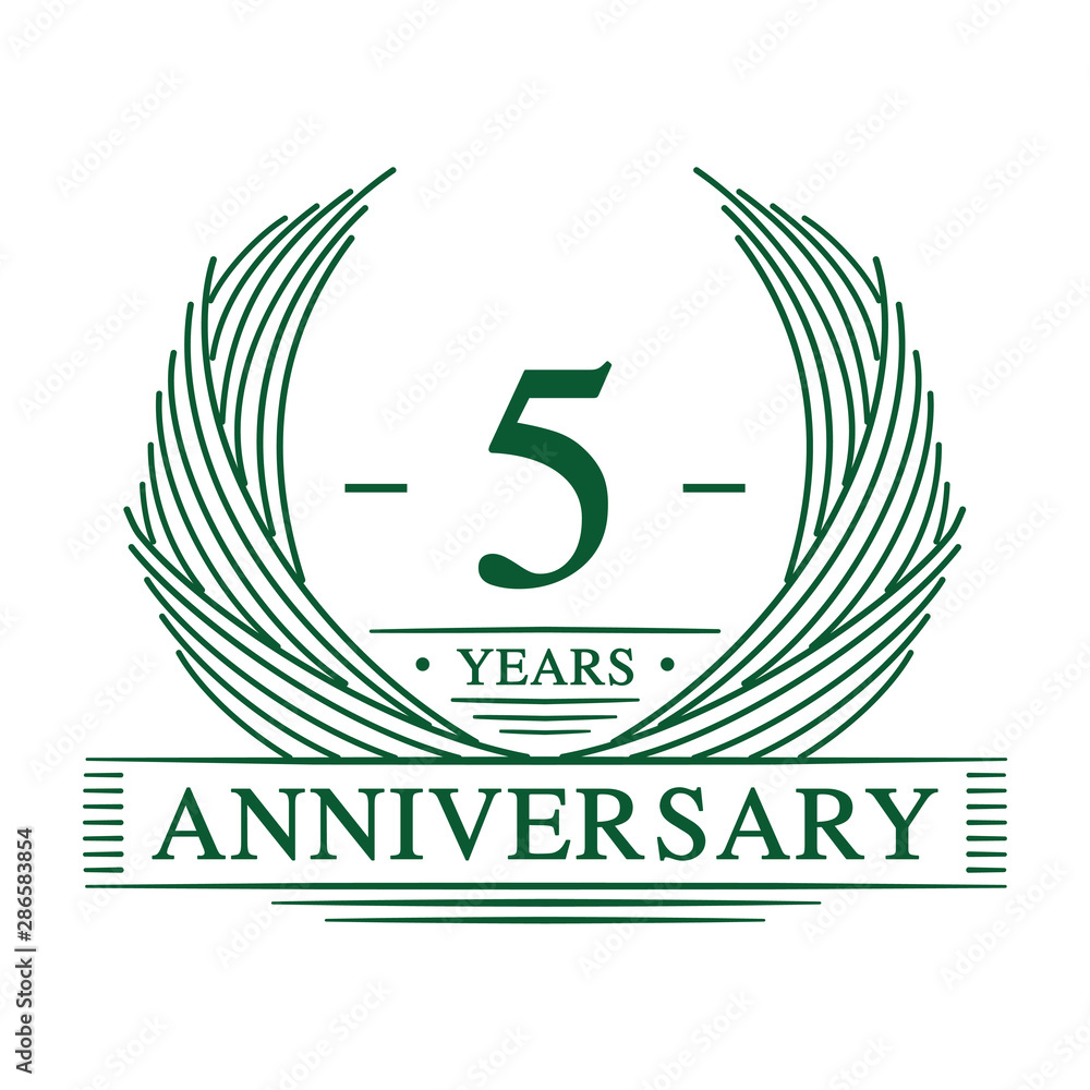 5 years design template. Five years jubilee logo. Vector and illustration.