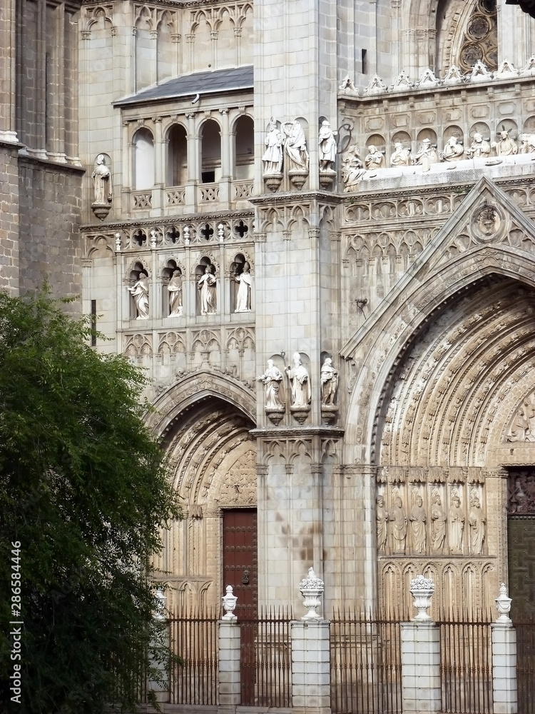 Toledo, Spain. A facade of The Primate Cathedral of Saint Mary