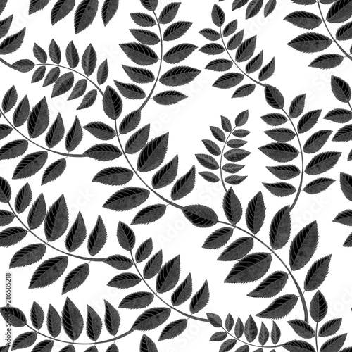 seamless floral pattern with leaves on dark background