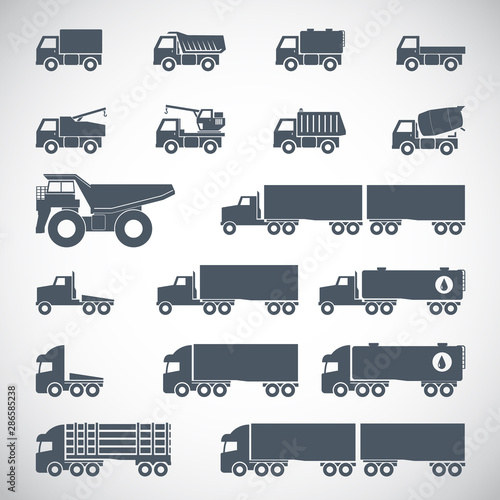 Trucks icons set