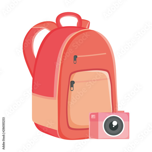 schoolbag with camera photographic icons