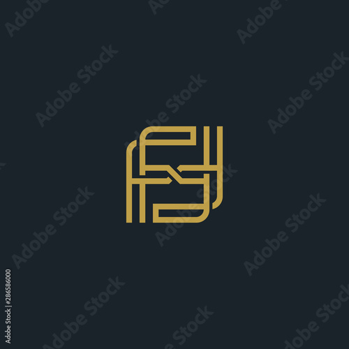 Initials letters F logo design vectors elegant, luxurious, gold colors, dark background V.3