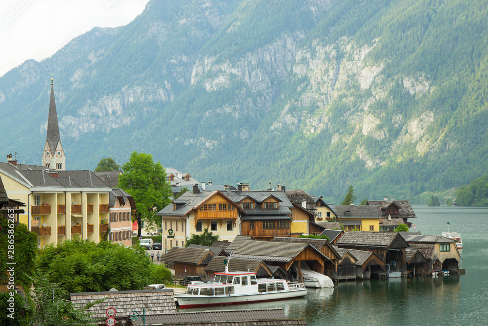 view of famous Hallstatt village in Austria